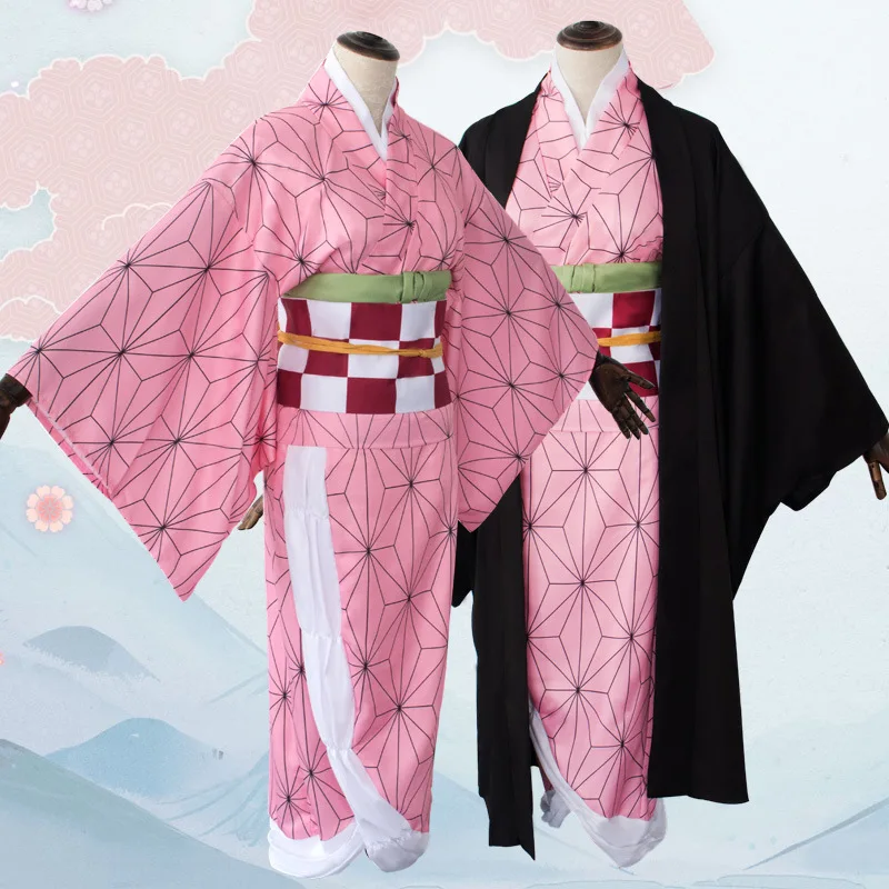 Аниме Demon Slayer: Kimetsu no Yaiba карнавальный костюм Kamado Nezuko женские розовые парики кимоно