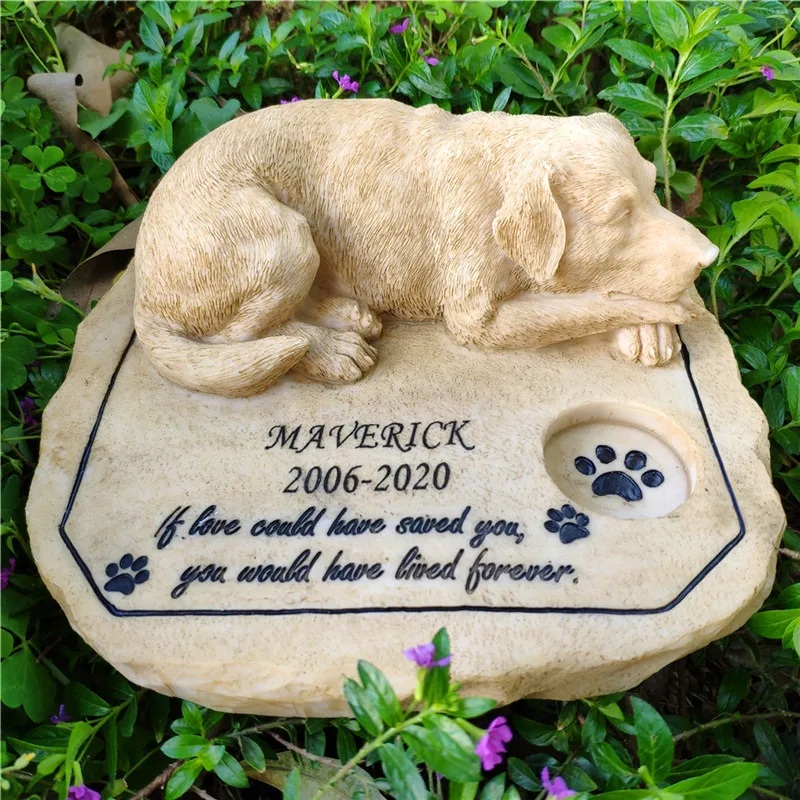 Personalized Pet Memorial Stone with Candle Holder For Dogs Doggie Memorial
