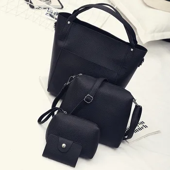 

4pcs Woman Bag Set 2019 New Fashion Female Purse and Handbag Four-Piece Shoulder Bag Tote Messenger Purse Bag Crossbody Wallet