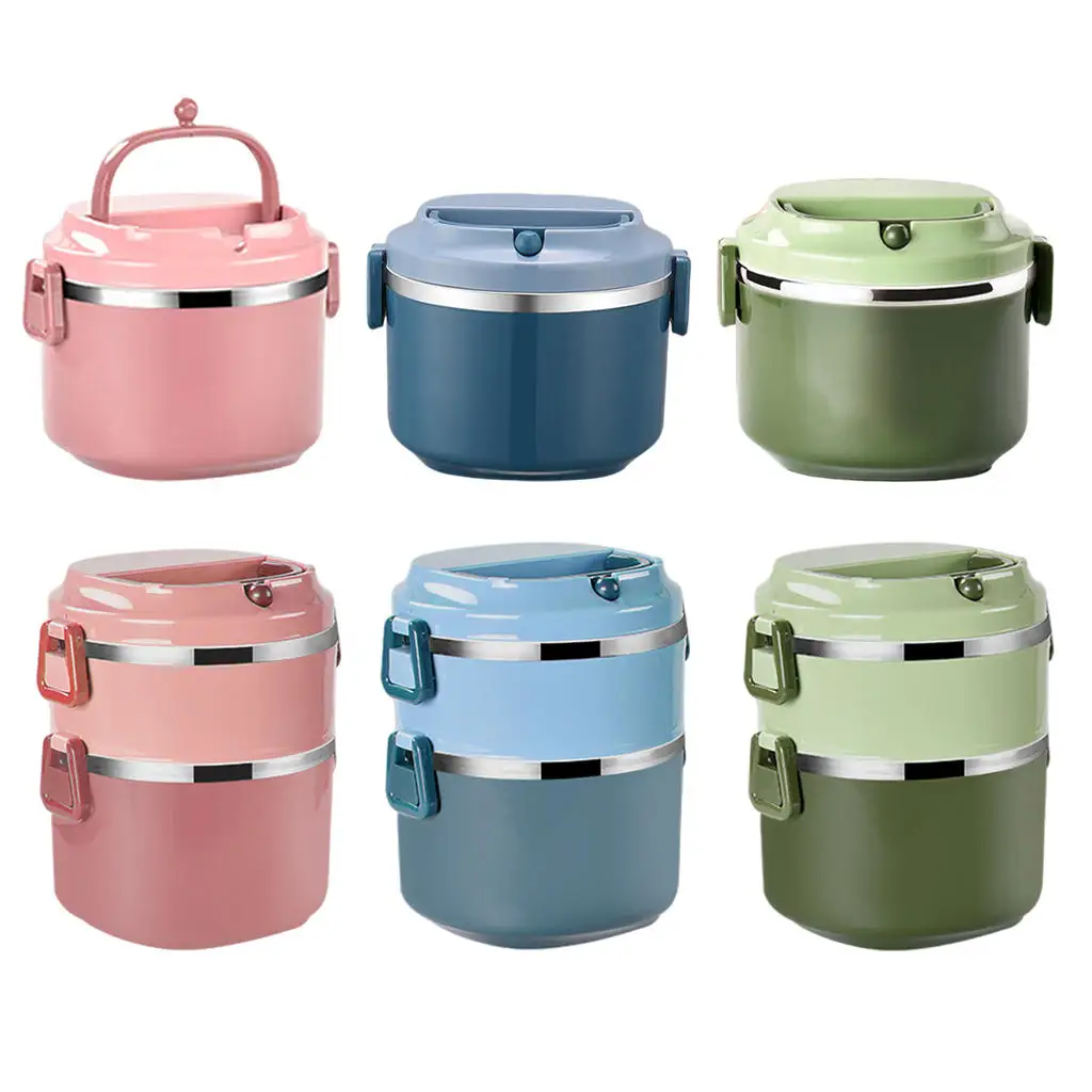 Lunch Box, Stainless Steel Removable Thermal Insulated Round Food Container, Bento Box, Jar For
