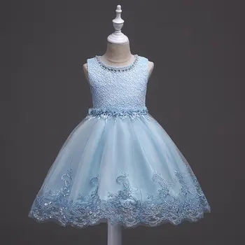 

Girls Flower Princess Tutu Tulle Party Dress Wedding Ball Gown Sleeveless Girls Dress Embroidered Flower Dresses