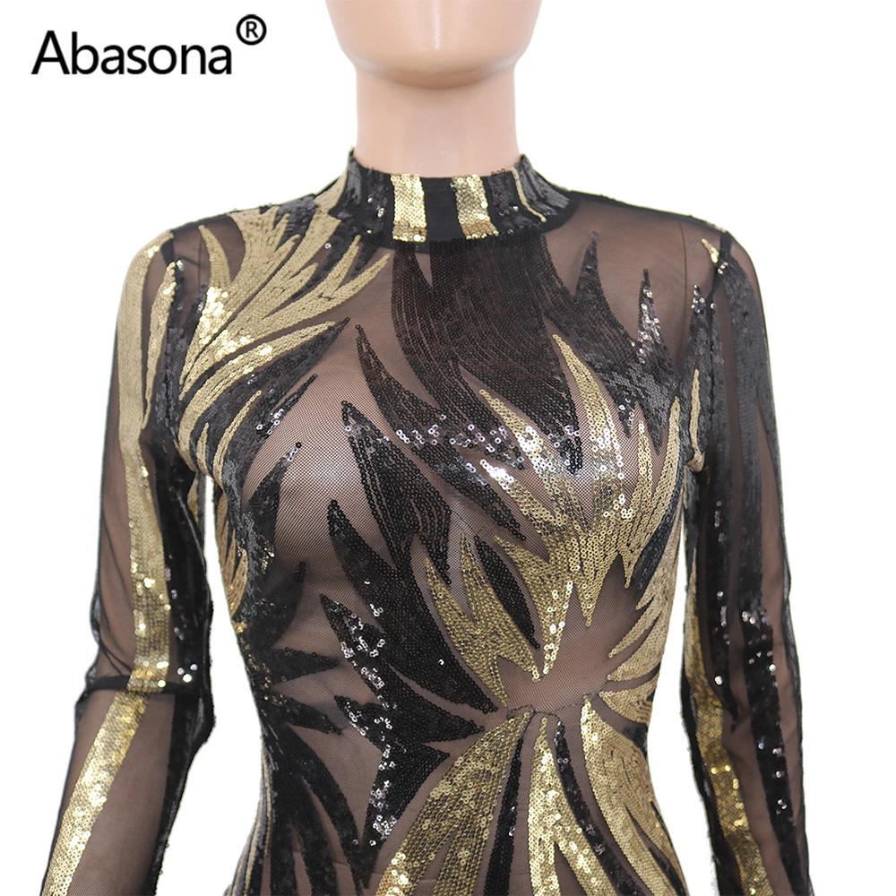 Abasona, осенне-зимнее женское сексуальное облегающее платье с длинным рукавом и геометрическим рисунком,, прозрачные сетчатые обтягивающие платья с блестками, вечерние платья для ночного клуба