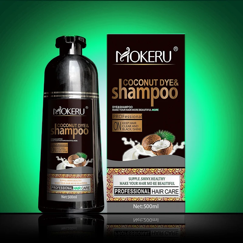 Goede Mokeru Natuurlijke Kruiden Langdurige Kokosnoot Essentie Haarkleuring Shampoo Die Grijs Wit Haar Permanente Haarverf Shampoo