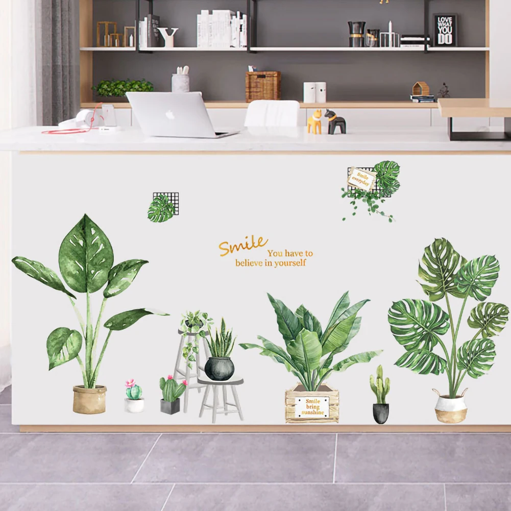 Green Tropical Leaves Wall Decals Wall Stickers DIY Novelty Murals Mural Bedroom Living bedroom decor home Decoration gift