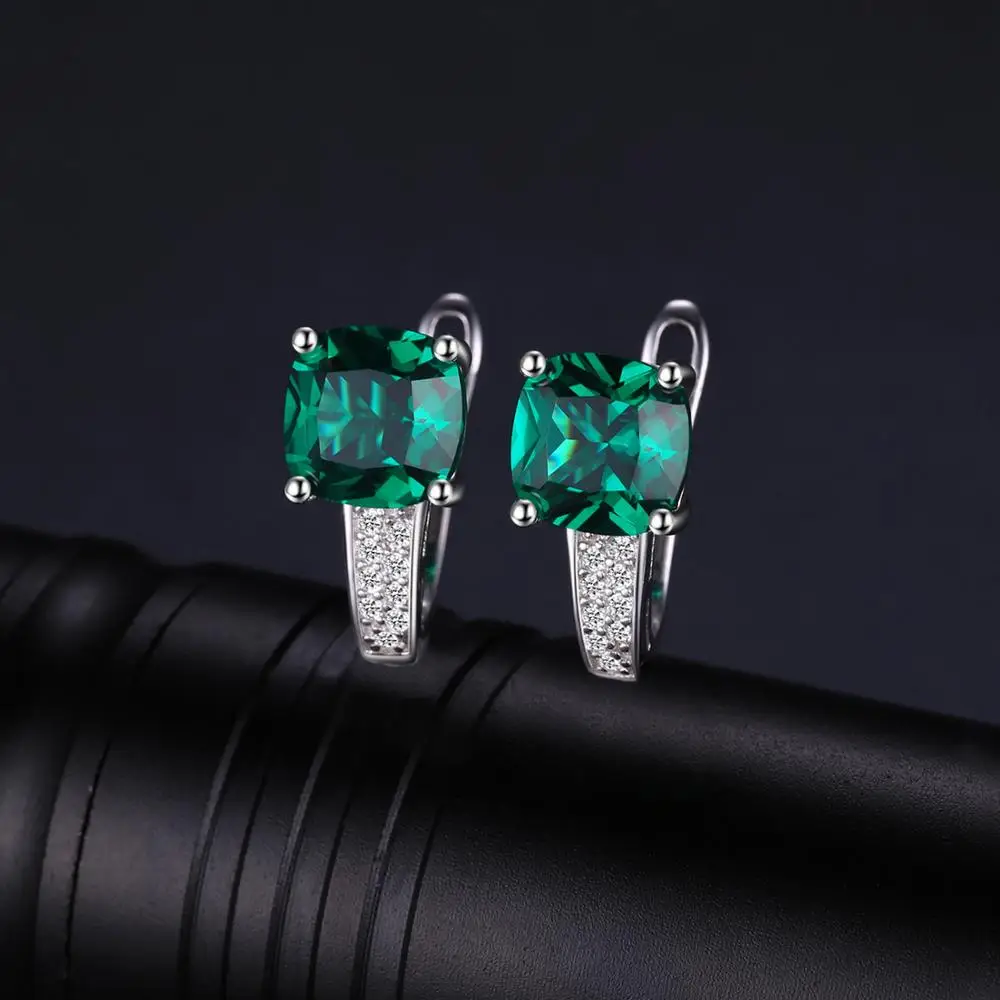 JewelryPalace Simulierte Grün Smaragd Erstellt Rubin Saphir 925 Sterling Silber Hoop Ohrringe für Frauen Edelsteine Huggie Ohrringe