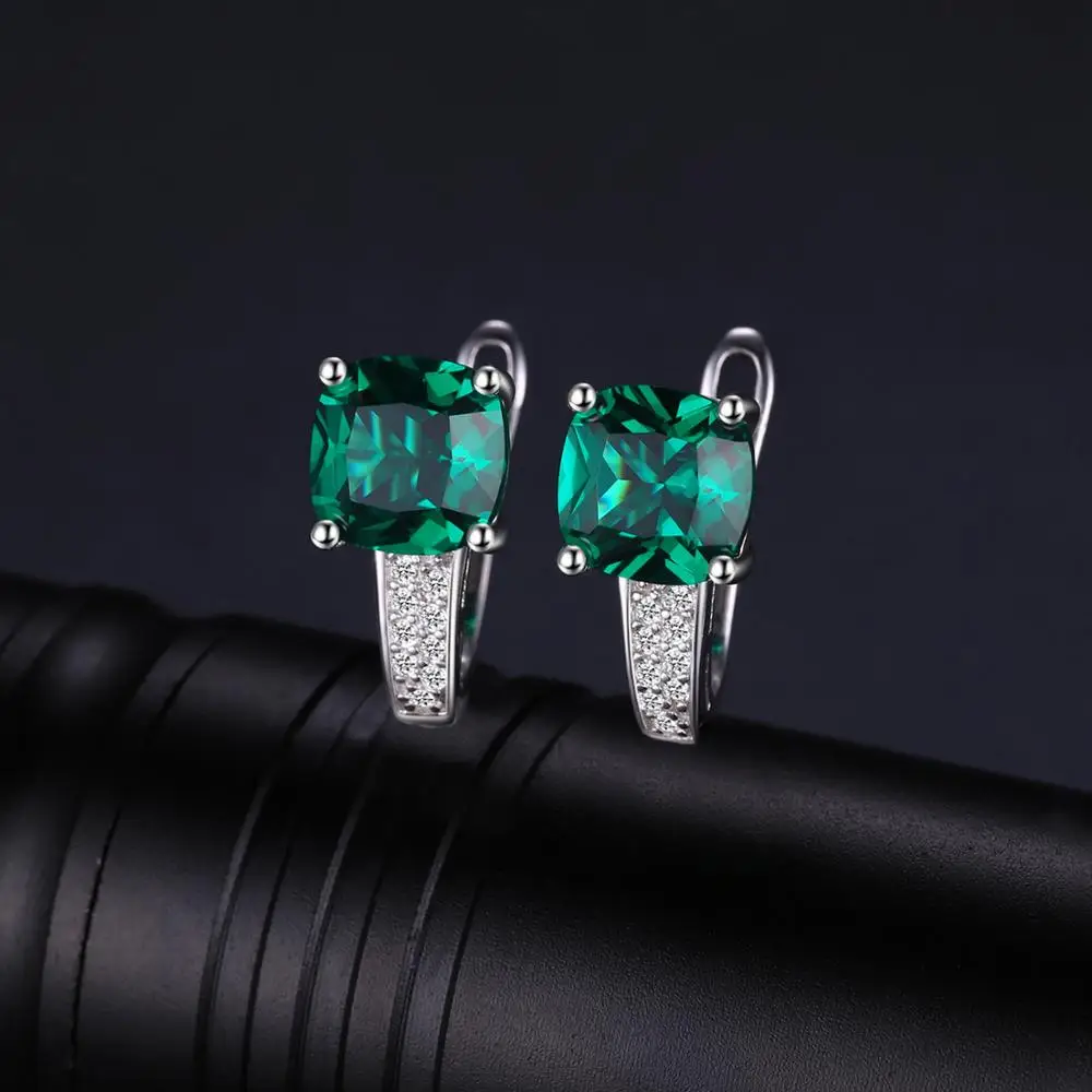 Najtaniej JewelryPalace utworzono kolczyki Nano Emerald Hoop 925 srebro kolczyki dla kobiet kamienie szlachetne koreańskie kolczyki biżuteria