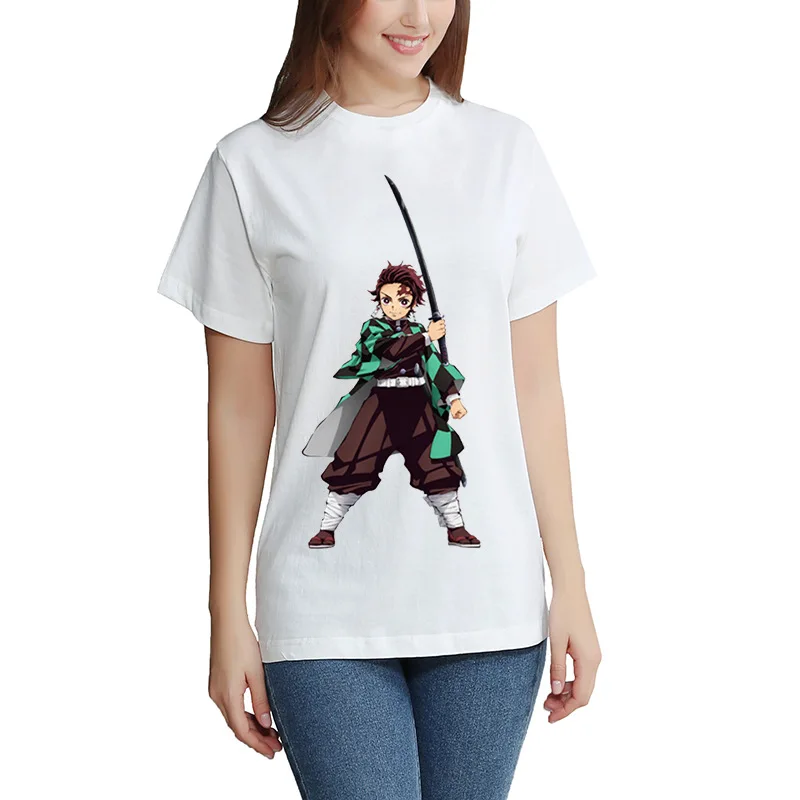 Kimetsu No Yaiba T-shirt Short Sleeve Men's And  Women's Tees Tops Kids Demon Slayer Oversized T Shirt DIY Photo Log Customized