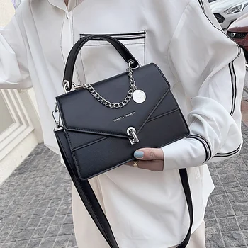

Girls Small Square Bag 2020 Summer New Chains Handbag Women Casual Wild Shoulder Bag Lock Tide Bag Diagonal Female Bag Black