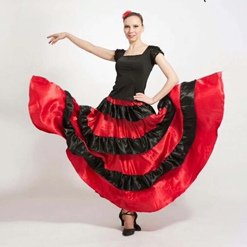 Девушки Плюс Размер большое испанское фламенко юбочные танцевальные костюмы костюм для сценических выступлений вечерние красные юбки для женщин женская одежда