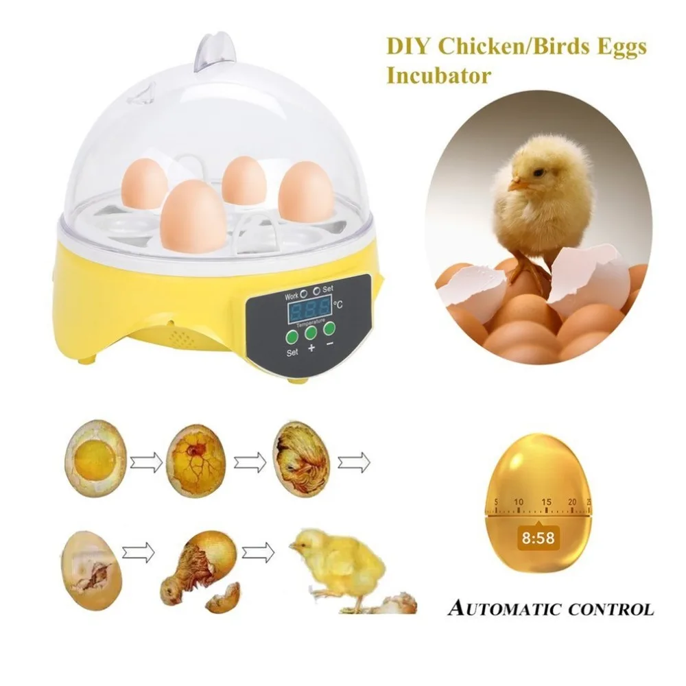 

7 Eggs Capacity Chicken Eggs Bird Incubator Egg Rack Tray Automatic Intelligent Control Quail Parrot Incubation Tool EU Plug