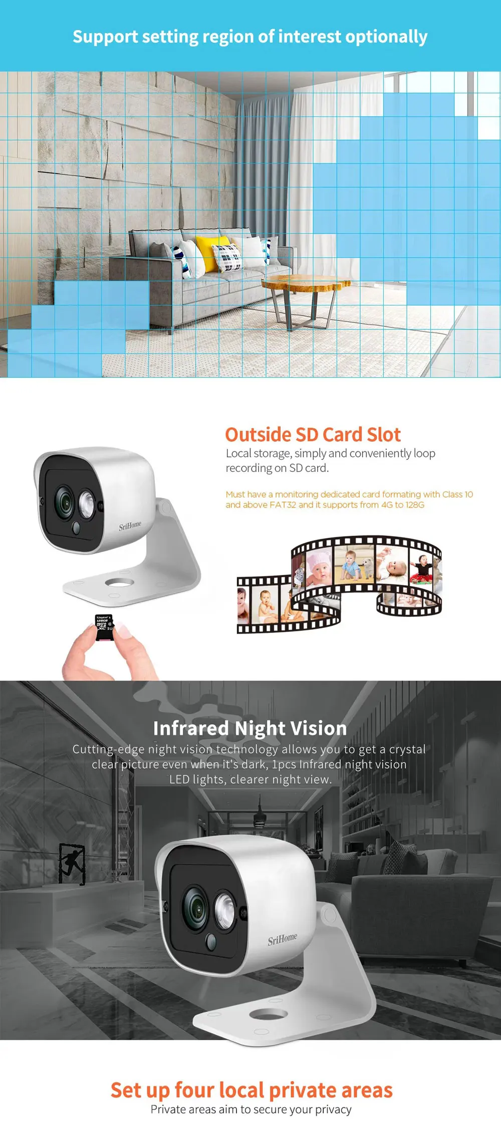 SH029 3.0MP мини ip-камера, водонепроницаемая wifi камера, умный дом, ночное видение, детский монитор, мобильный пульт дистанционного управления, человеческая отслеживающая сигнализация