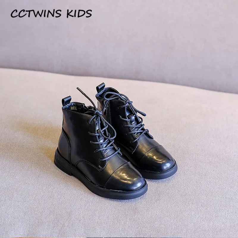 Thin Black CCTWINS/детская обувь; коллекция года; зимняя детская обувь из натуральной кожи; Модные ботильоны для маленьких девочек; брендовые Ботинки martin для мальчиков; MB160 - Цвет: Thin Black