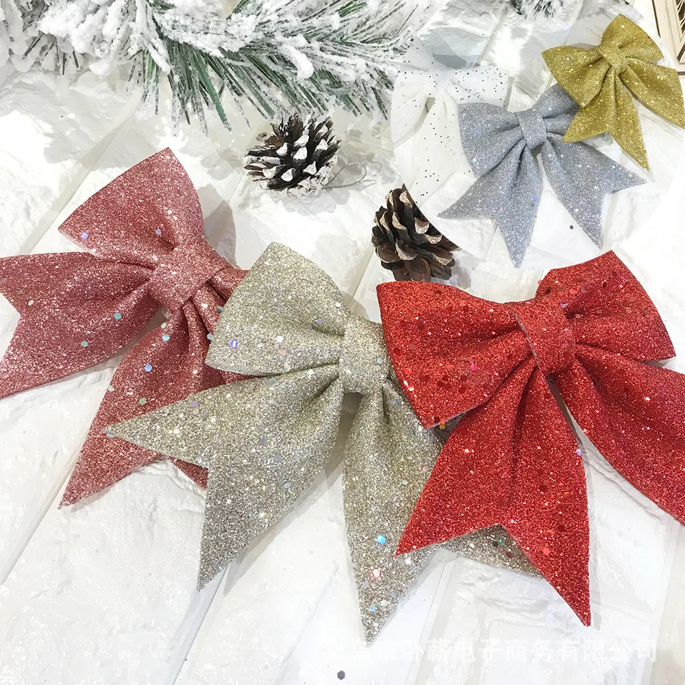 Red and Silver Silent Night Wreath Bow, Glitter Christmas Tree Topper Bow,  Indoor or Outdoor Holiday Decor 