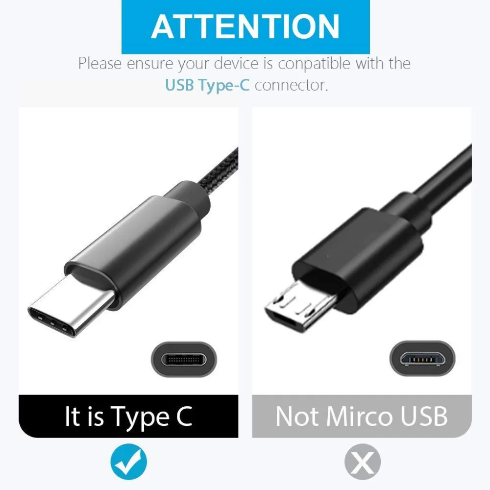 USB Type C Cable Nylon Braided Cord Fast Charging Charge and Data Sync Cable For Samsung S9 S8 Plus Huawei P30 Pro Type-C Wire