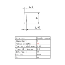 Двойная выпуклая линза диаметром 9 мм фокусная длина 1,95 мм оптическая линза K9 стеклянная линза оптическое стекло