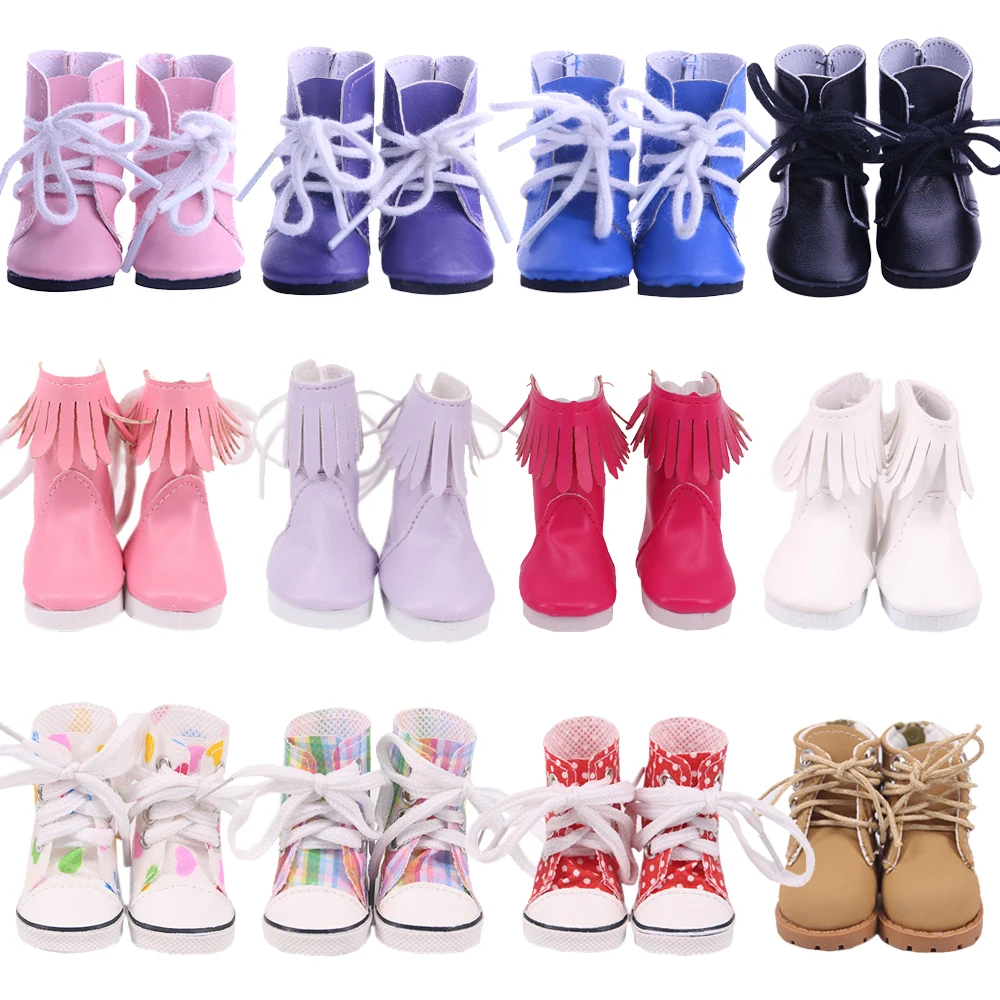 Cute 5cm Doll Shoes For 14.5 Inch Dolls Handmade Fashion High Boots Leather Fit Wellie Wishers Nancy generation | Игрушки и хобби