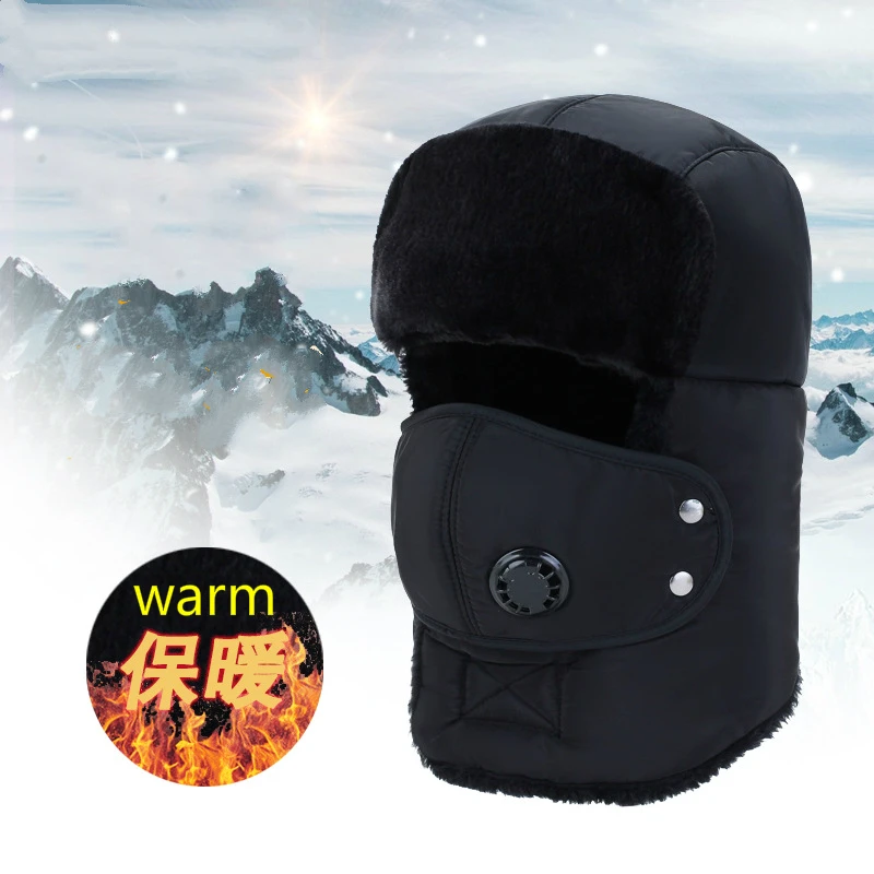 

Winter Unisex Bomber Hat Warm Russian Ushanka Cap Windproof Plus Velvet Snow Women Face Mask Hat Waterproof Trapper Hunting Hats