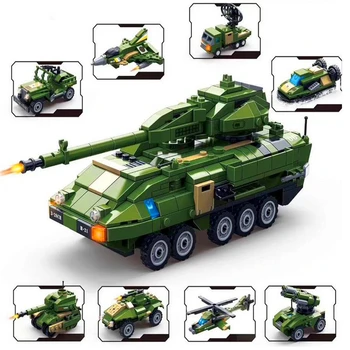 

GUDI 8716 8 In 1 Military Tank Plane Armored Vehicles Building Blocks Bricks Set Compatible Technic Playmobil Toys For Children