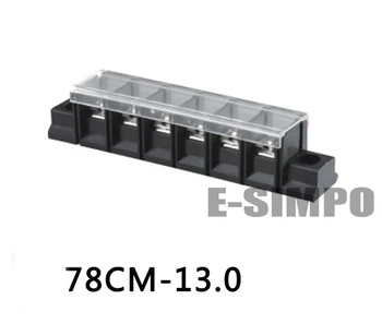 

20pcs 78CM 2P-10P 13mm Pitch Barrier Terminal Block 600V30A 18-10AWG Plastic Cover Center pin with mounting ears