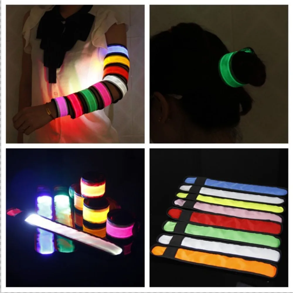 LED Slap Armband Lights Glow Band for Running Replaceable Battery Glow Bracelets Running Bracelet Running Gear
