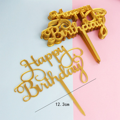 Cake Decorations Topper Acrylic Happy Birthday Cake Topper Sign Boy&Girls Birthday Cakes Dessert Decor Cakes Decor Supplie