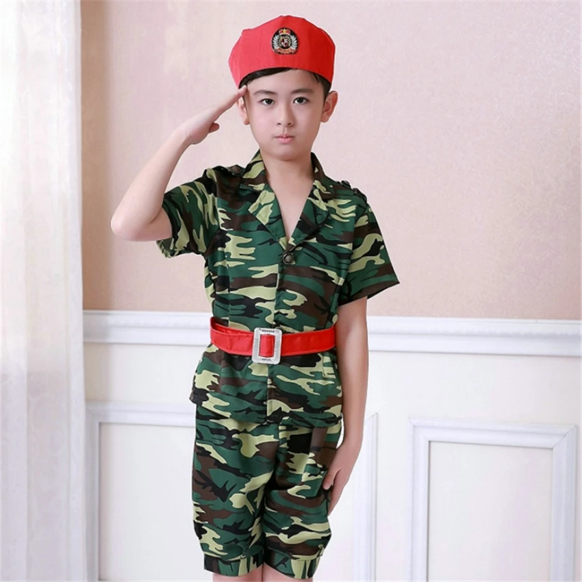  Boys Girls Camouflage Soldier Clothing Kids Army Military Uniform Party Kindergarten School Perform - 32976328159