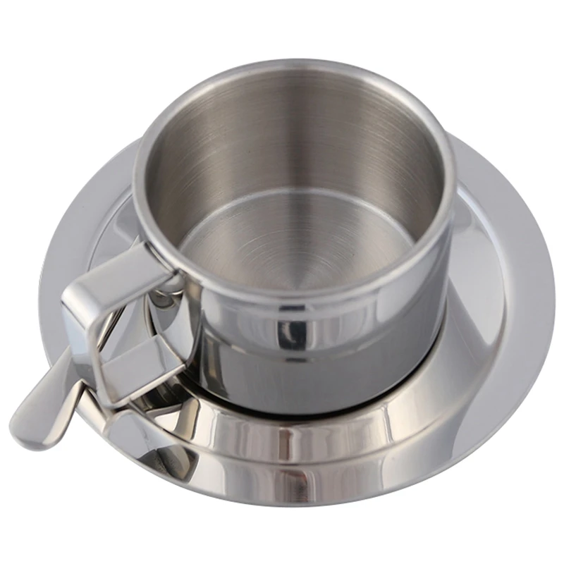 Best Stainless Steel Tea Coffee Mug Cups Double Wall Insulated Coffee Tea Cup With Saucer Spoon Set For Coffee Tea Milk Home Kitchen