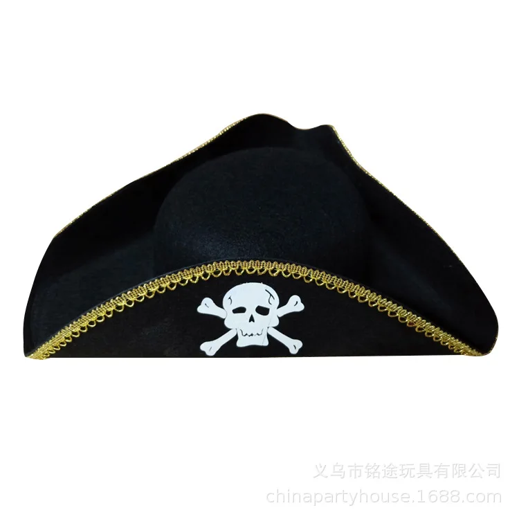 New Style Halloween Hat Black Ribbon Skull-shaped White Pattern Pirate Hat Halloween Hat