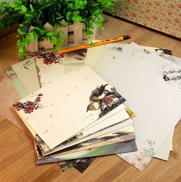 10 unids/pack de estilo chino Vintage de pintura de tinta Kraft DIY papel de carta sobre para invitaciones, Sobres invitación