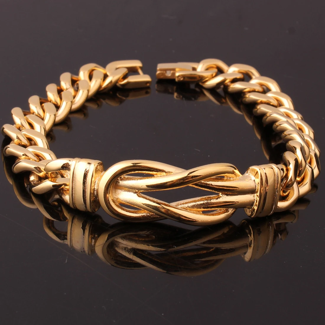 Браслет из нержавеющей стали, ручной работы, золотой браслет со знаком бесконечности для мужчин и женщин, браслеты и браслеты