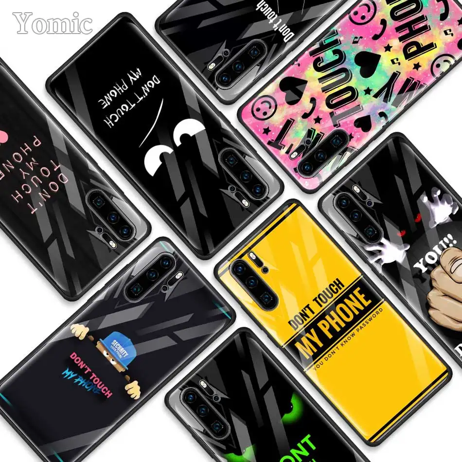 

Do Not dont Touch My Phone Tempered Glass Cases for Huawei P30 Pro P10 P20 Lite Mate 20 Lite Honor 20 Pro 8X Phone Cover