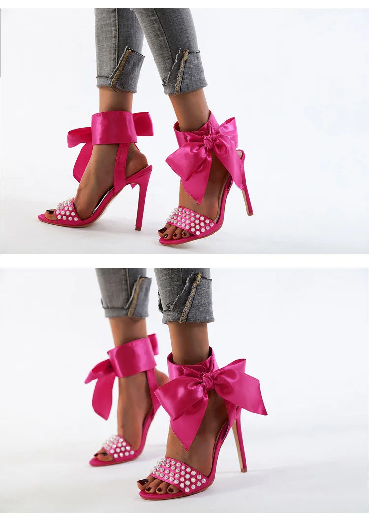 Aneikeh/шелковые женские Босоножки на каблуке Туфли-лодочки с перекрестными ремешками и бантиком модельные туфли на очень высоком каблуке 12 см с открытым носком и пряжкой женская обувь