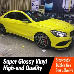 Новейший ПВХ Материал автомобиля винил обертывание высокий глянцевый желтый цвет авто цвет кожи изменение декоративная наклейка кристалл