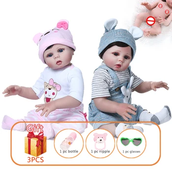 

NPK 48cm Newborn Reborn Baby Dolls Simulation Full Soft Silicone Body Lifelike Cuddly Dolls Toddlers Toys Kids Birthday Gifts