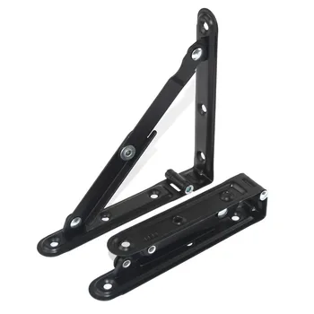 

2pc Black metal folding bracket Triangular Metal Release Catch Support wall shelf Sofa bed hinge Multipurpose furniture Hardware