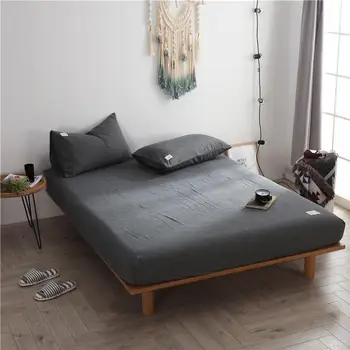 

100% Cotton Elastic Fitted Sheet Bed Linen Solid Color Mattress Cover for Home Bed Double Single Size 180x200 Cm 150x200cm New