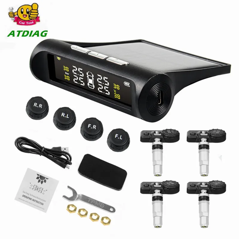 Smart Car TPMS Tyre Pressure Monitoring System Solar Power Digital LCD Display Auto Security Alarm Systems Tyre Pressure wholesa