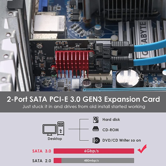 Scheda Di Espansione PCIe A SATA 3.0 - 2 Porte, Chipset ASM1061, Compatibile Con Windows/Linux, Per HDD/SSD