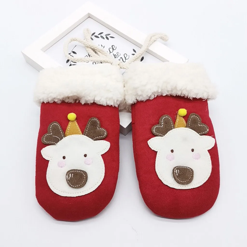 Детские зимние теплые рукавицы с милым рисунком для девочек; Рождественские теплые перчатки для детей; Bolalar lqoplari#5