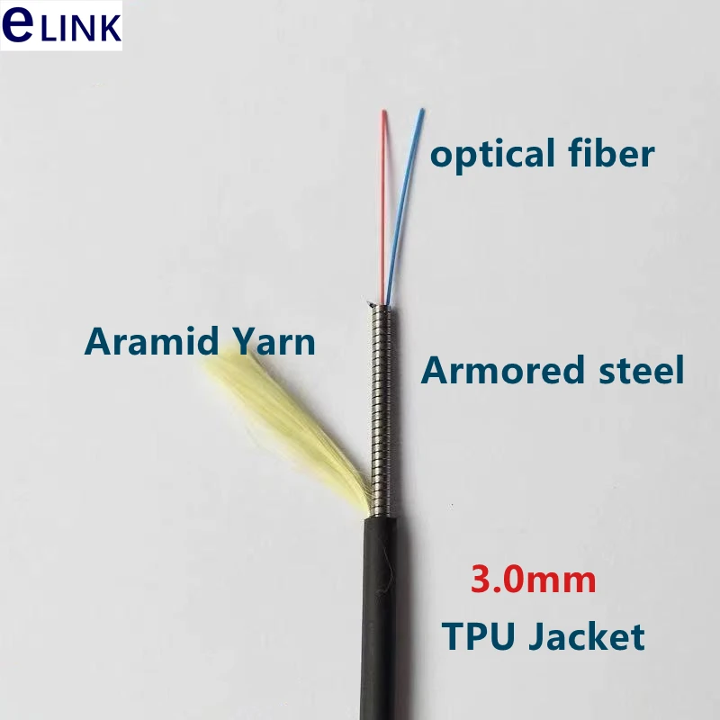 1000mtr 2 cores Outdoor DVI LC-LC Fiber optic Patch cord waterproof SM Armored CPRI TPU cable Singlemode FTTH FTTA jumper ELINK