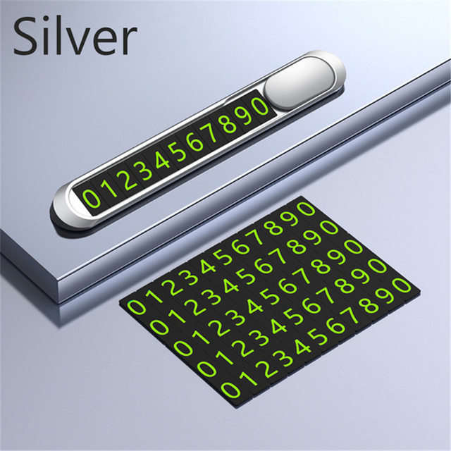 Luminous Car Temporary Parking Card Car Sticker Hidden Car Auto Phone Number Card Plate Car Accessories Metal Alloy