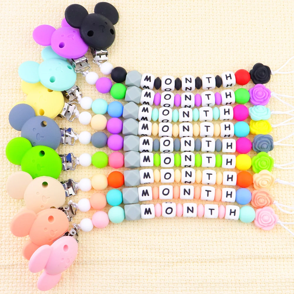 

Pacifier Clips For Baby Personalized Name Englis Russian Letters For Baby Infant BPA Free Silicone Macth Pacifier Teether