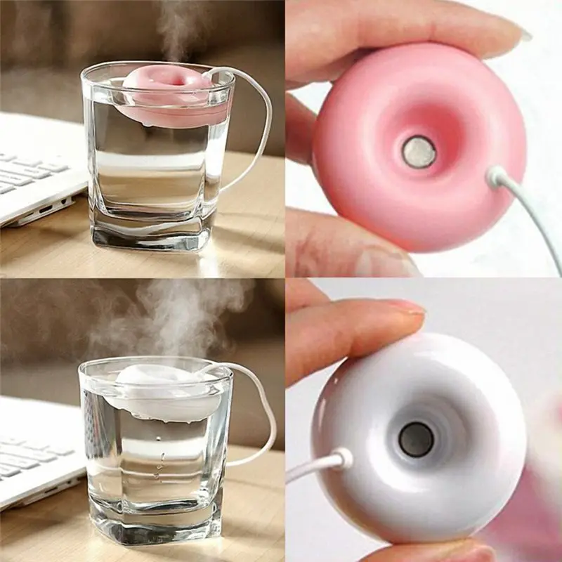 Pink donut humidifier usb office desktop mini portable creative air purifier | Бытовая техника