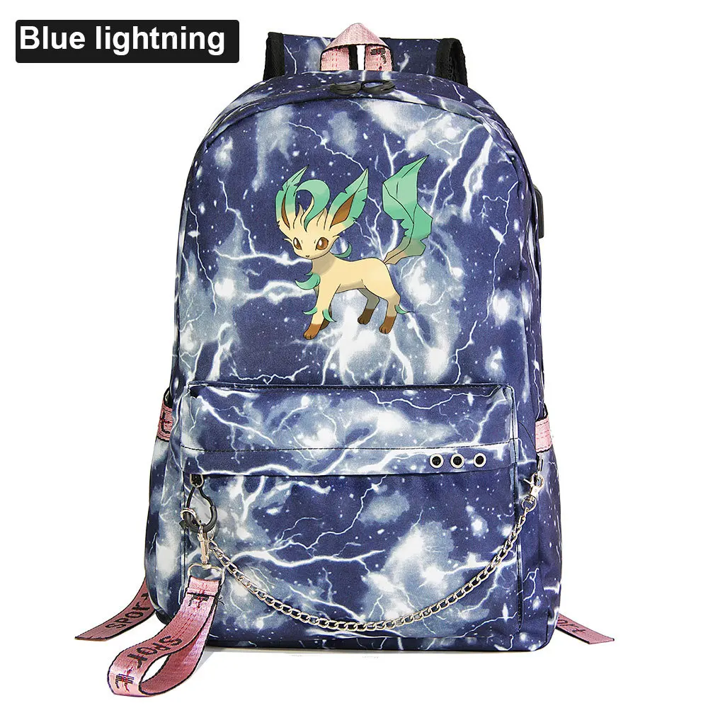 Leafeon Phyllali Folipurba USB Рюкзак Школьные сумки черный розовый Mochila дорожные сумки рюкзак на цепочке для ноутбука наушники USB порт - Цвет: Style 2