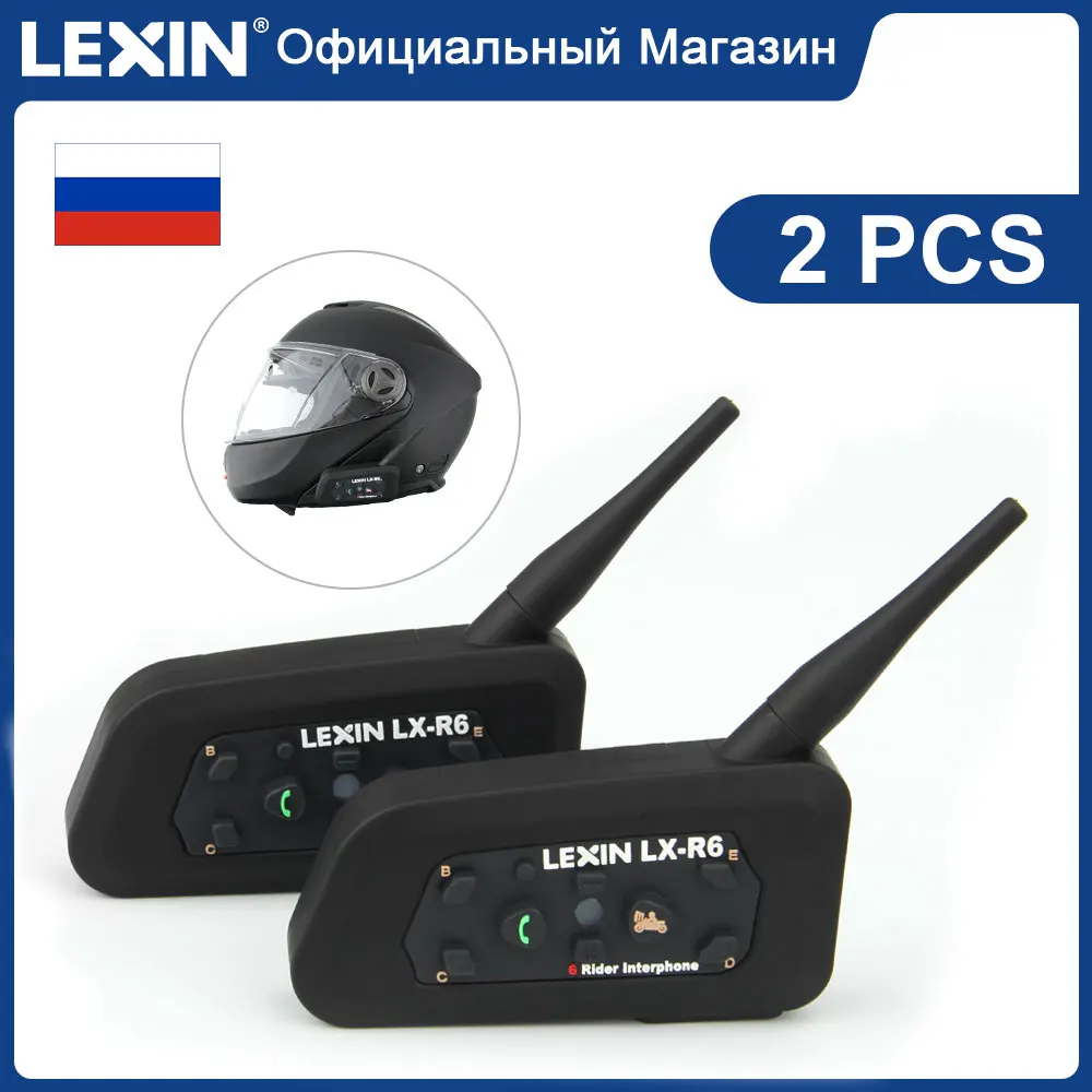 Ceny Lexin 2 sztuk R6 interkom motocyklowy kask słuchawki Bluetooth dla 6 zawodników 1200M bezprzewodowy BT intercomunicadores de casco moto
