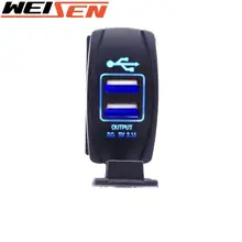 

Dual USB Power Charger Carling ARB Rocker Switch Blue LED Light Universal For 12-24V Car Motorcycle, Electric Car, ATV, UTV