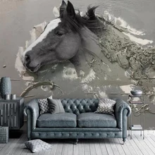 Пользовательские 3D Настенные обои 3D рельефный абстрактный белый конь ТВ фон настенная декоративная живопись