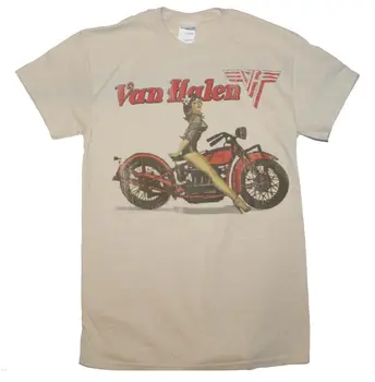 

Van Halen Biker Pinup Tan T-Shirt Men's Officially Licensed Band Tee S-XL