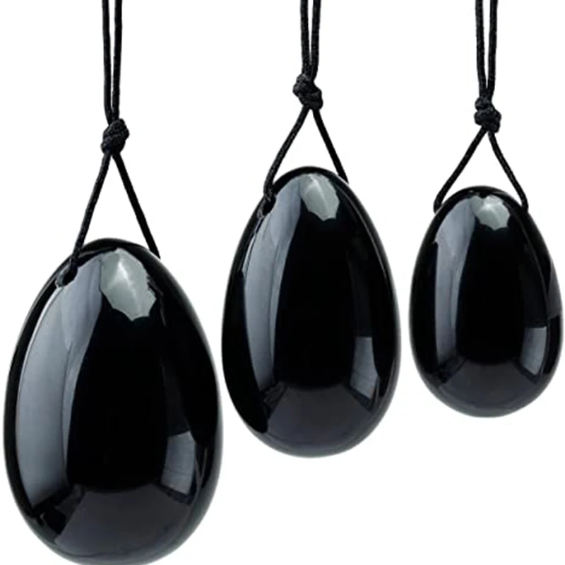 Pierres de Massage en obsidienne Yoni, bâton avec corde, œufs d'entraînement musculaire pour la santé, plusieurs tailles, 1 pièce