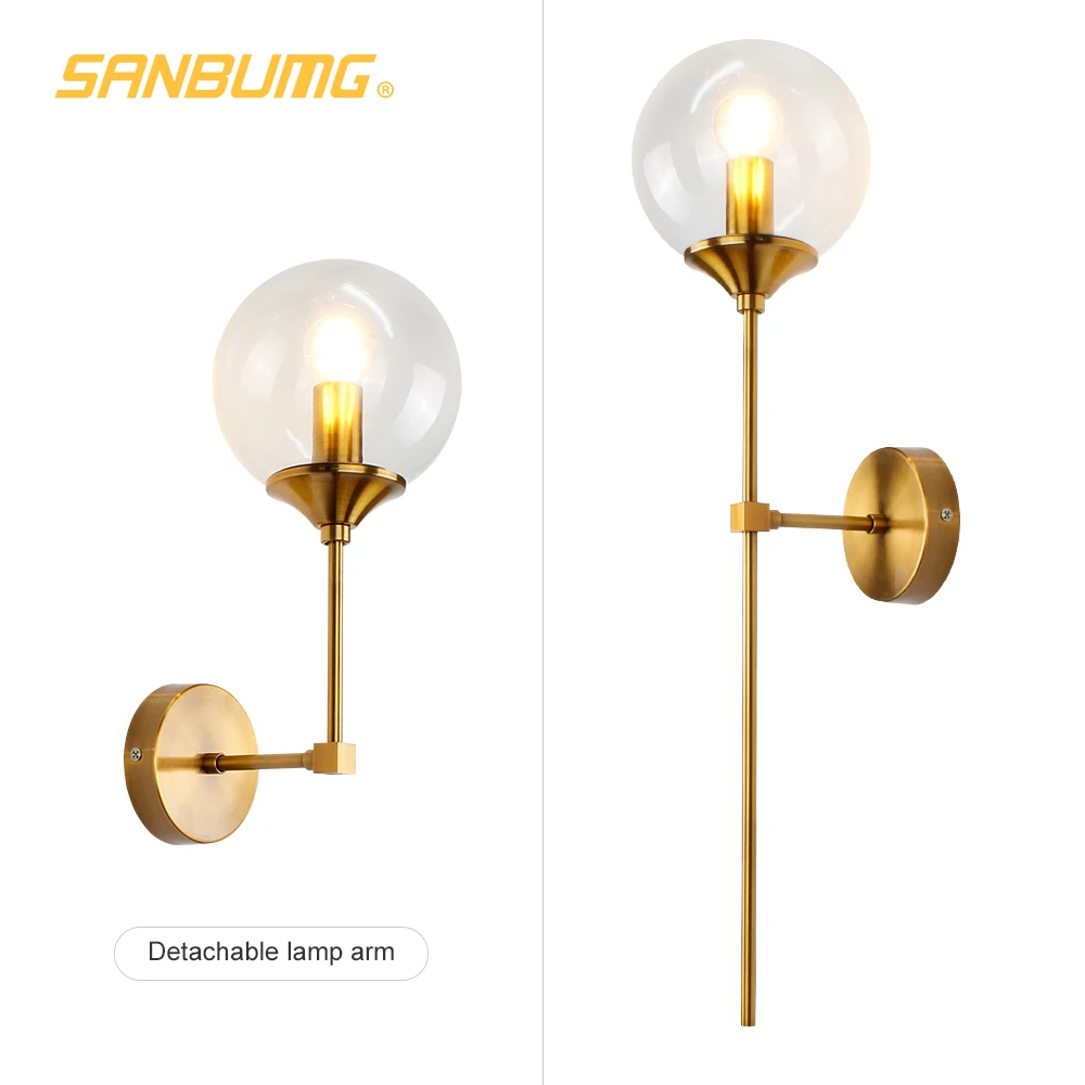 Modern Glass Wall Light Gold Led Lamp Fixtures for Home Decor Bedroom Living Room Nordic Sconce Indoor Luminaire E14 | Лампы и